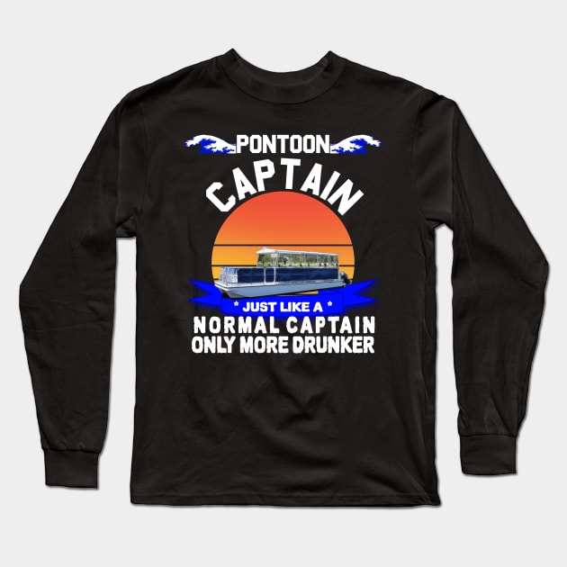 pontoon captain like a regular captain only more drunker Long Sleeve T-Shirt by ZenCloak